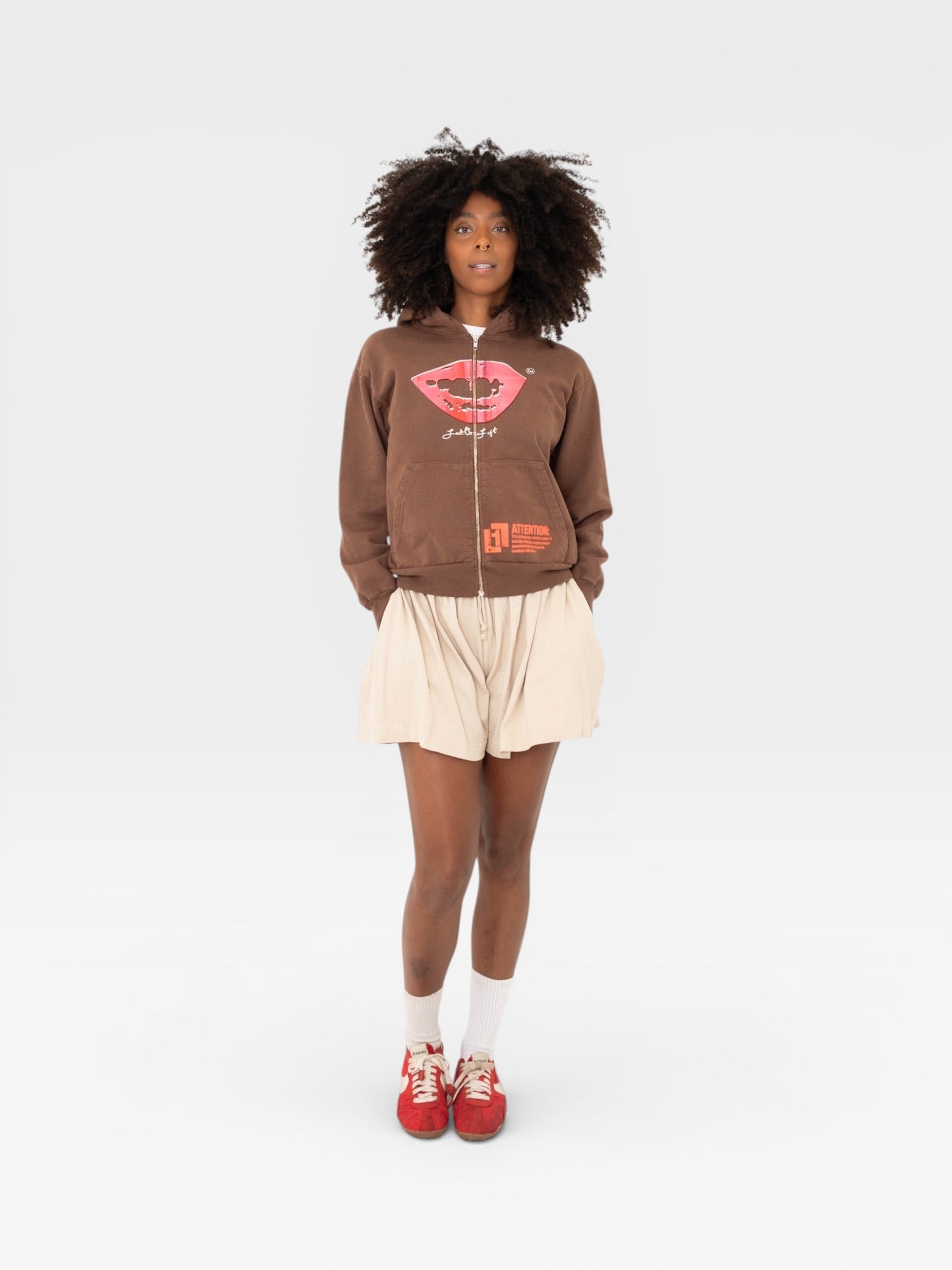 Smile Zip Hoodie - Soil