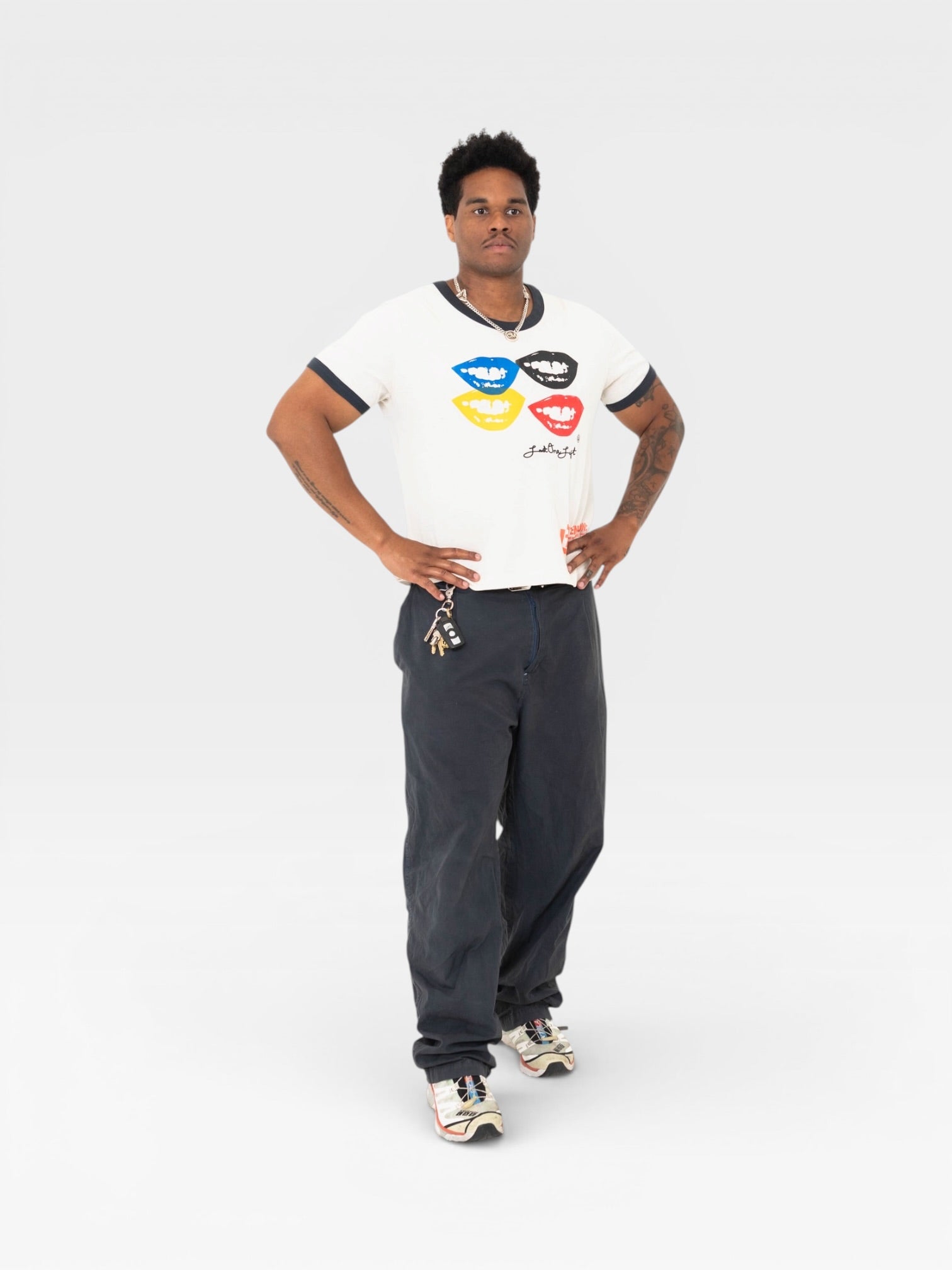 Smile(s) Ringer Tee - Slate – LAST ONE LEFT